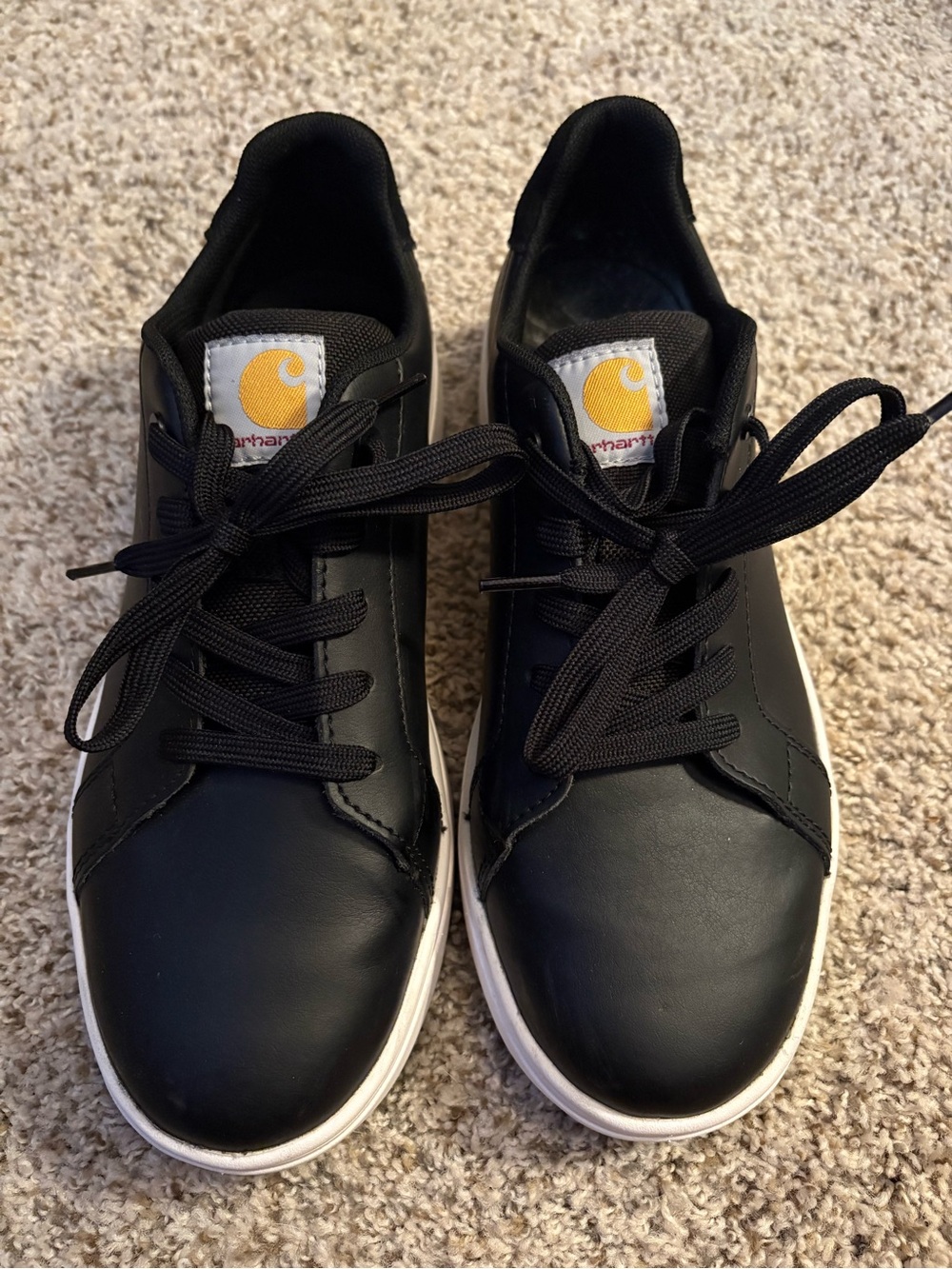 Carhartt Black Low-Top Leather Sneakers with White Accent